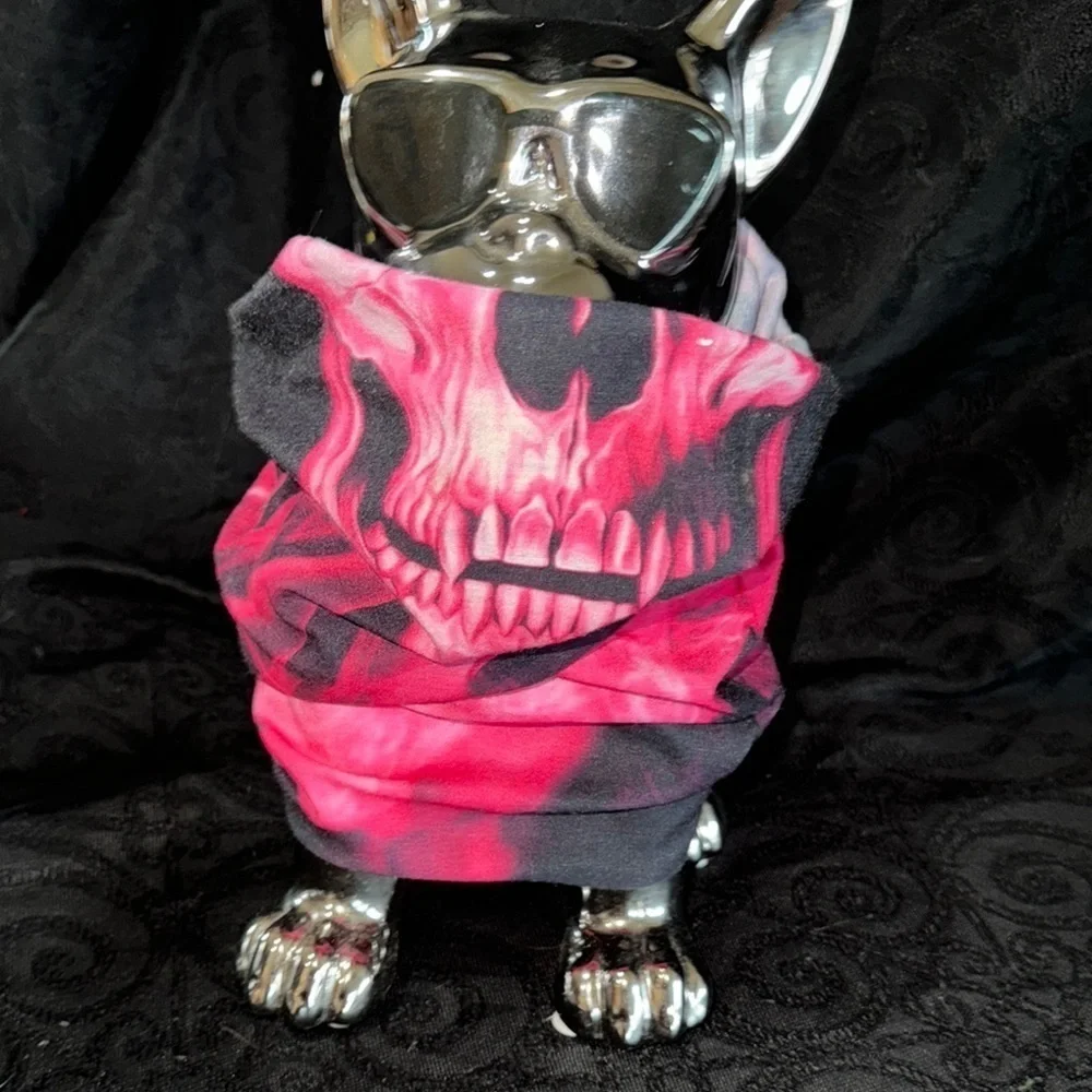 Pink & black Biker neck gator  Skull Scarf